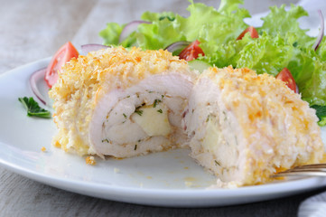 Chicken roll in breadcrumbs