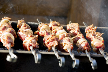 Shish kebab meat pork, on charcoal