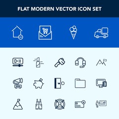 Modern, simple vector icon set with house, interface, axe, red, beauty, screwdriver, sign, vintage, player, call, retro, exit, truck, investment, element, fashion, hammer, lipstick, support icons
