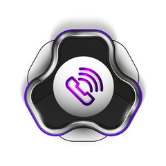 Old fashioned phone button, call center support icon