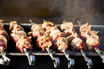 Shish kebab meat pork, on charcoal