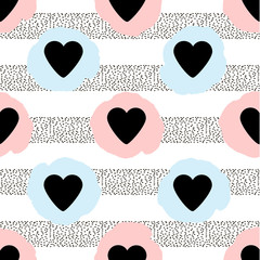 Seamless pattern from the hearts and dots.