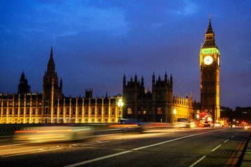 Big Ben Clock Tower and House of Parliament in the night, London, UK