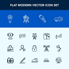 Modern, simple vector icon set with account, achievement, business, seat, style, internet, development, growth, chair, success, computer, protection, web, travel, furniture, tshirt, people, map icons