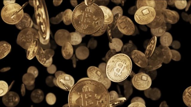 Falling gold coins bitcoin