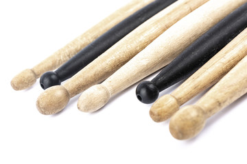 many drum sticks of two colors isolate