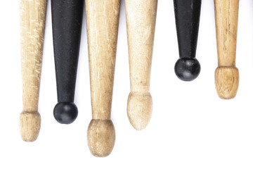 many drum sticks of two colors isolate