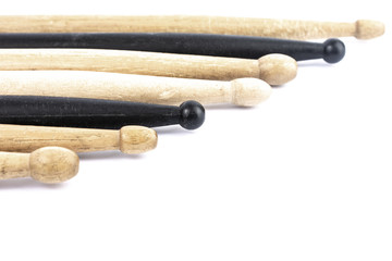 many drum sticks of two colors isolate