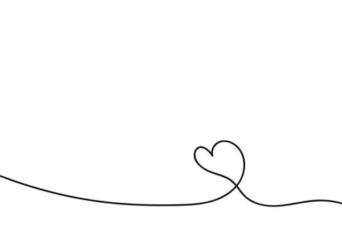 Heart in continuous drawing lines. Continuous black line. The work of flat design. Symbol of love and tenderness.