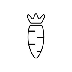 line art of a carrot with a crown on the top of it
