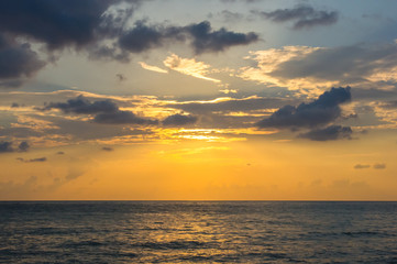 Amazing sea sunset, the sun, waves, clouds