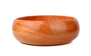 Wooden bowl isolated on white