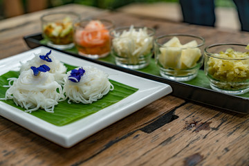 Rice vermicelli on white plate