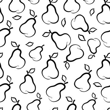 Fruit silhouette seamless pattern. Pear ornamental background
