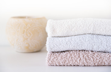 Fototapeta na wymiar Cotton towels in a home interior