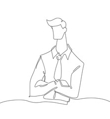 Businessman - one line design style illustration