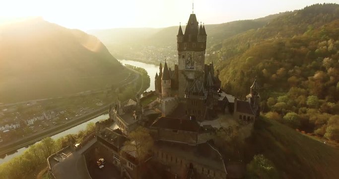 Aerial view over the castle of Cochem