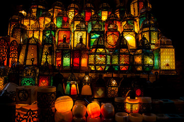 lighting with colors on muslim style's lantern