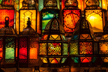lighting with colors on muslim style's lantern