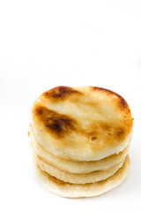Arepas isolated on white background. Venezuelan typical food