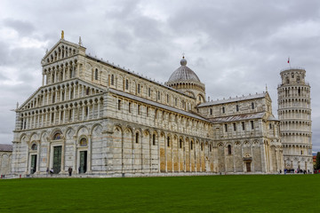 Fototapeta na wymiar Pisa Tower and Cathedral Historical Buildings in Italy
