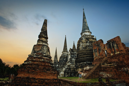 A Wat Yai Chai Mongkhon in Ayutthaya, Thailand.