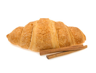 croissant cinnamon sticks on white background