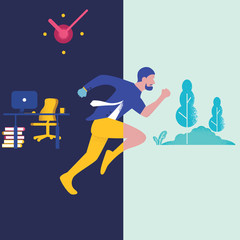 Businessman want to relax,passive income concept, flat design