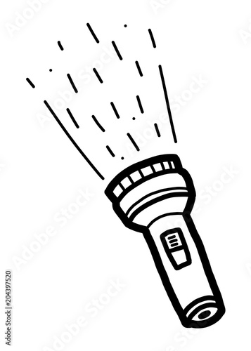 "flashlight / cartoon vector and illustration, black and white, hand