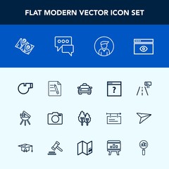 Modern, simple vector icon set with male, window, nature, chat, pin, document, object, page, transportation, boy, sign, landscape, camera, grill, vehicle, lens, browser, taxi, unknown, traffic icons