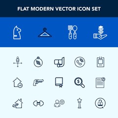 Modern, simple vector icon set with south, strategy, road, library, circle, north, seedling, horse, book, weapon, label, life, phone, tree, water, encyclopedia, estate, game, property, summer icons