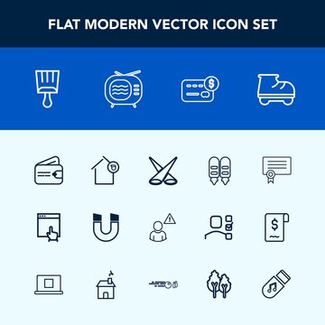 Modern, simple vector icon set with beautiful, background, scene, leisure, balance, online, wallet, brush, tv, science, house, website, card, landlord, network, roller, diploma, , mouse, purse icons