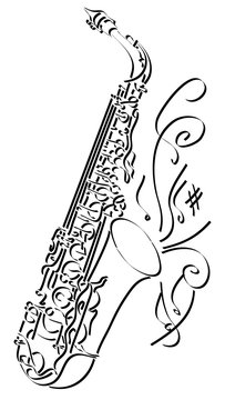 Vector abstract illustration drawing of saxophone.