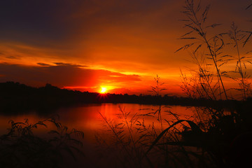 Sunset at the Grand Canyon on the water.