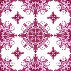 Vector seamless pattern with multi-colored decorative mandala