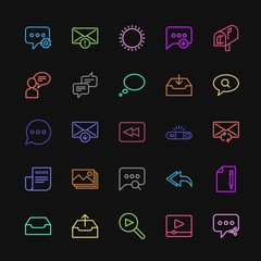 Modern Simple Colorful Set of chat and messenger, video, photos, email Vector outline Icons. Contains such Icons as empty, outdoors,  network and more on dark background. Fully Editable. Pixel Perfect