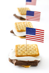 Homemade smores isolated on white background