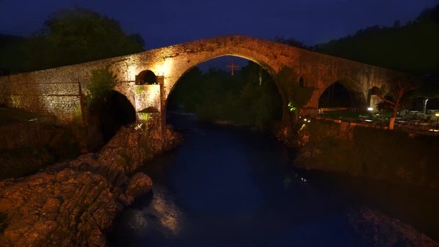 Cangas de Onis bridge in Asturias of Spain