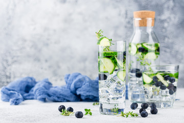 Detox water with blueberry, cucumber and thyme