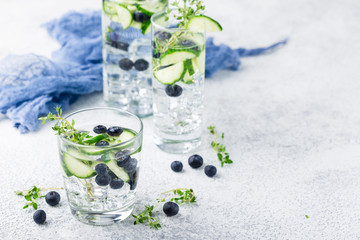 Detox water with blueberry, cucumber and thyme