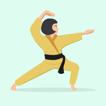 girl doing martial art exercise vector