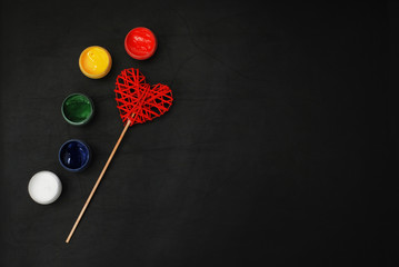 Colorful Paint Isolated Brushes Chalkboard black copy space School Education Children