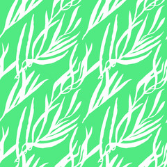 Seamless pattern with palm leaves. Artistic vector background with abstract plants.