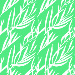 Seamless pattern with palm leaves. Artistic vector background with abstract plants.