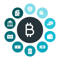 business, science, money Infographic Colorful fill Icons Set. Contains such Icons as  business, building,  list,  card,  bank,  terminal,  label,  banner,  hand and more. Fully Editable. Pixel Perfect