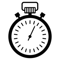Black stopwatch icon. Control and time management, the result of the athlete in the competition. A symbol of accuracy and punctuality. Flat vector cartoon objects isolated on white background.