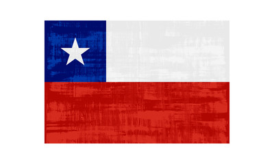 Chile flag isolated on white background. Vector illustration in grunge style.