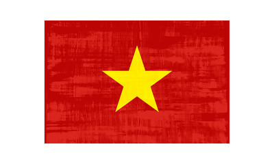 Vietnam flag isolated on white background. Vector illustration in grunge style.