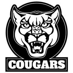 Vector illustration of cat head. Tattoo style