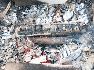 bonfire with smoldering coals